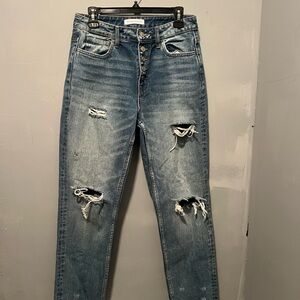 Flying Monkey High Rise Distressed Blue Jeans